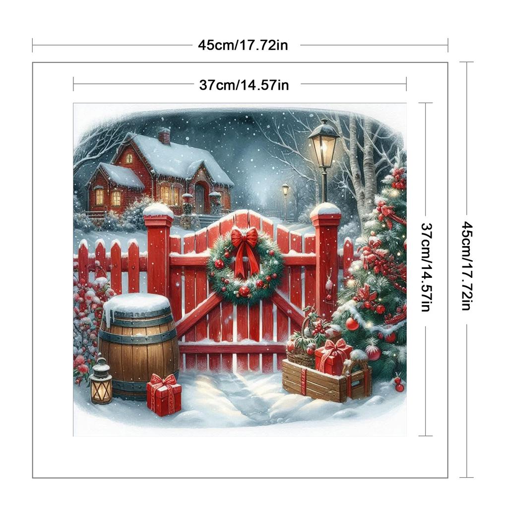 Christmas House Printed Cross Stitch Kit 45x45cm DIY 11CT Embroidery Craft Set