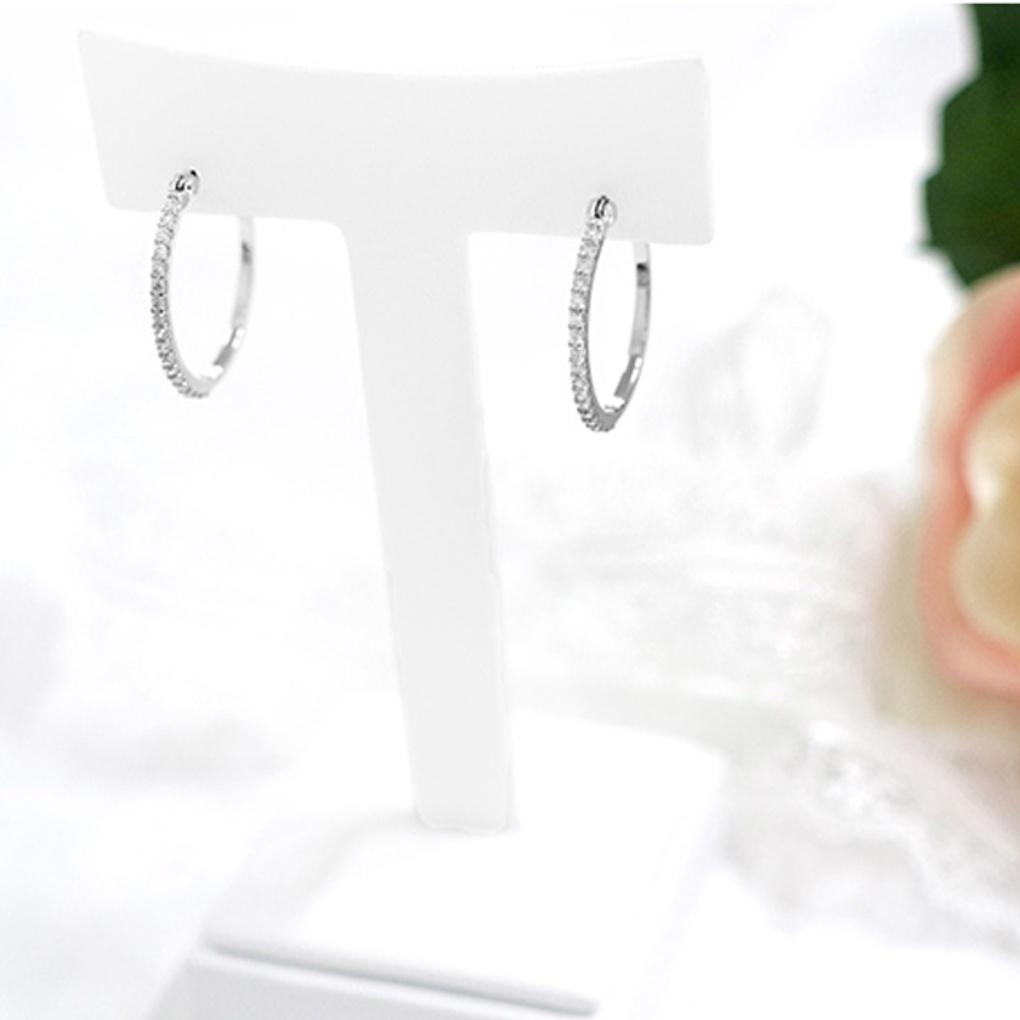 PAULBRIAL [SILVER] PYSE0050 (WG) Basic Cubic Hoop Earrings