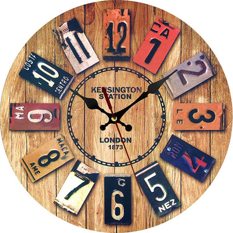 

European Creative Wooden Clock: Stylish Round Wall Decor for Living Room & Bedroom