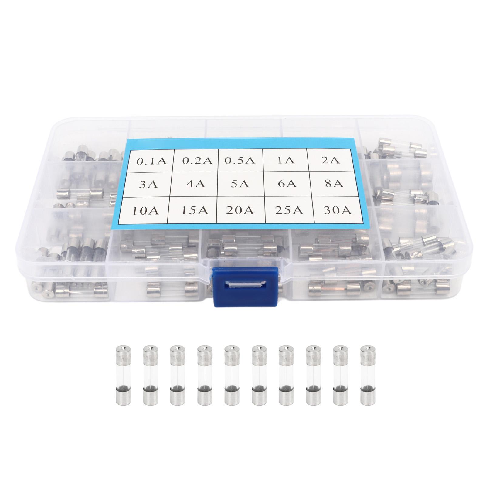 

150 шт. Скляна трубка запобіжника 0,1 A‑30 A 15 типів 5x20 мм Набір набору для захисту ланцюга