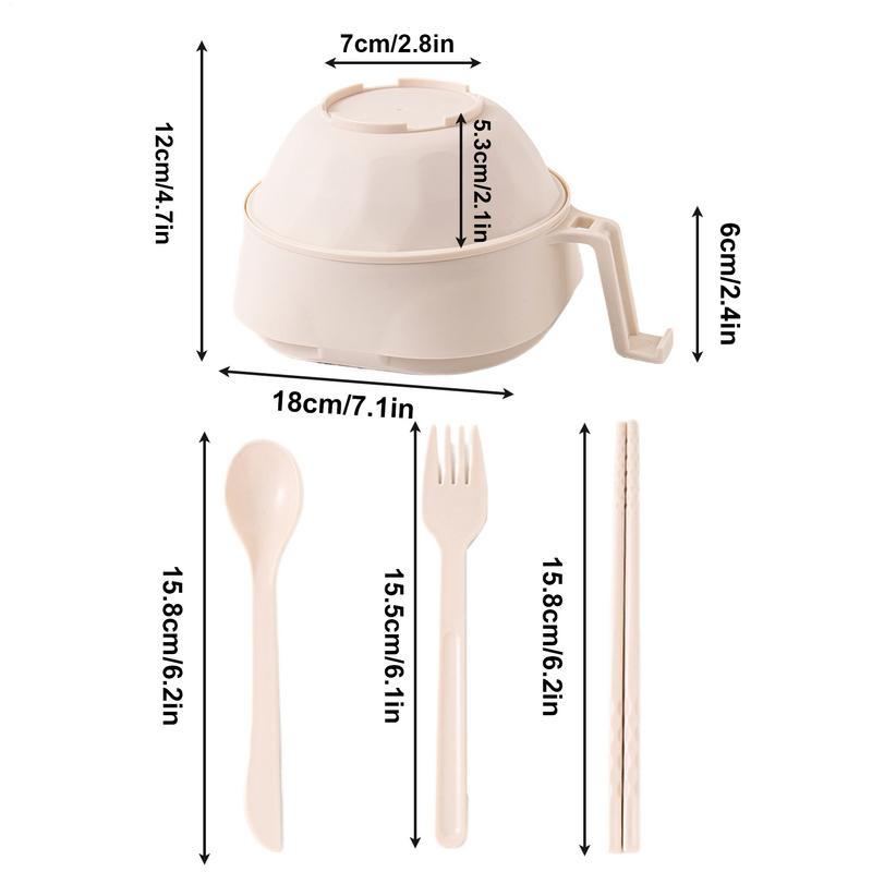 Ramen Cooker Bowl Set Large Capacity Instant Noodles Bowl 6X Rapid Ramen Noodle Bowl PP With Lid Chopsticks Spoons Fork For Soup