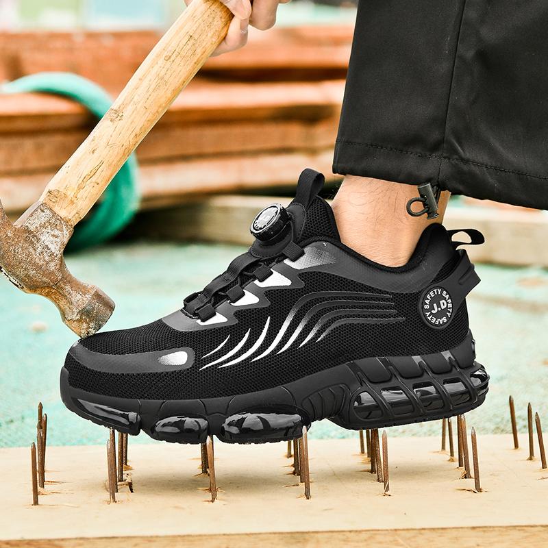 Fashion Rotating Button New Safety Shoes Men Anti-smash Anti-puncture Work Shoes Fashion Men Sport Shoes Security Protective Boots Men