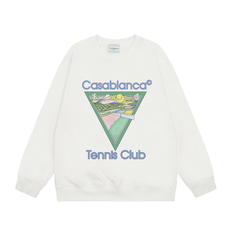 American Trendy Brand Casablanca Crew Neck Sweater Hoodie Men's Couple Ins Autumn and Winter Thickened Long-sleeved Women's T