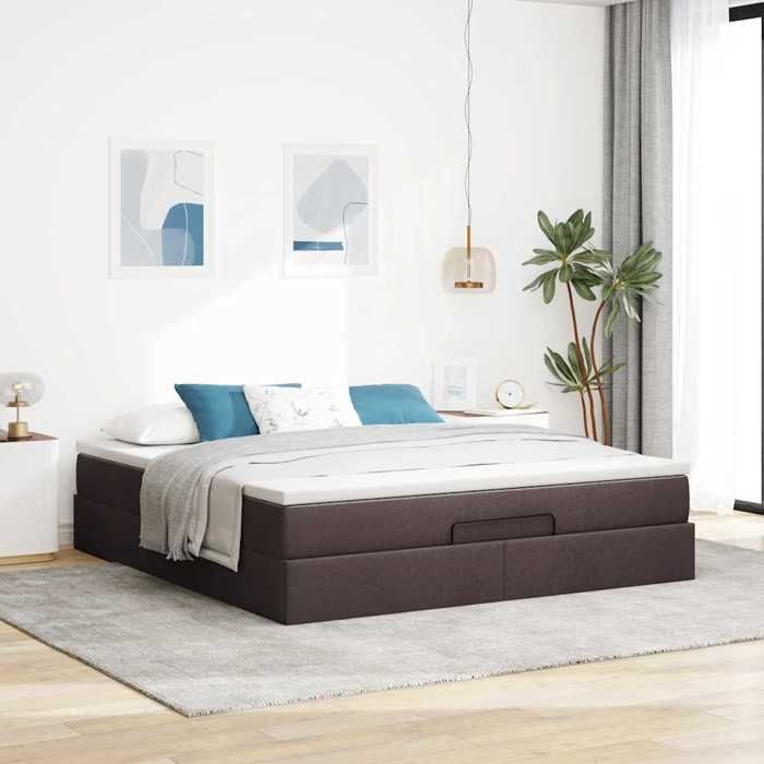 VidaXL Cadre de lit ottoman avec matelas marron foncé 180x200 cm tissu, cadre de lit, cadre de lit rembourré, cadre de lit 3311130