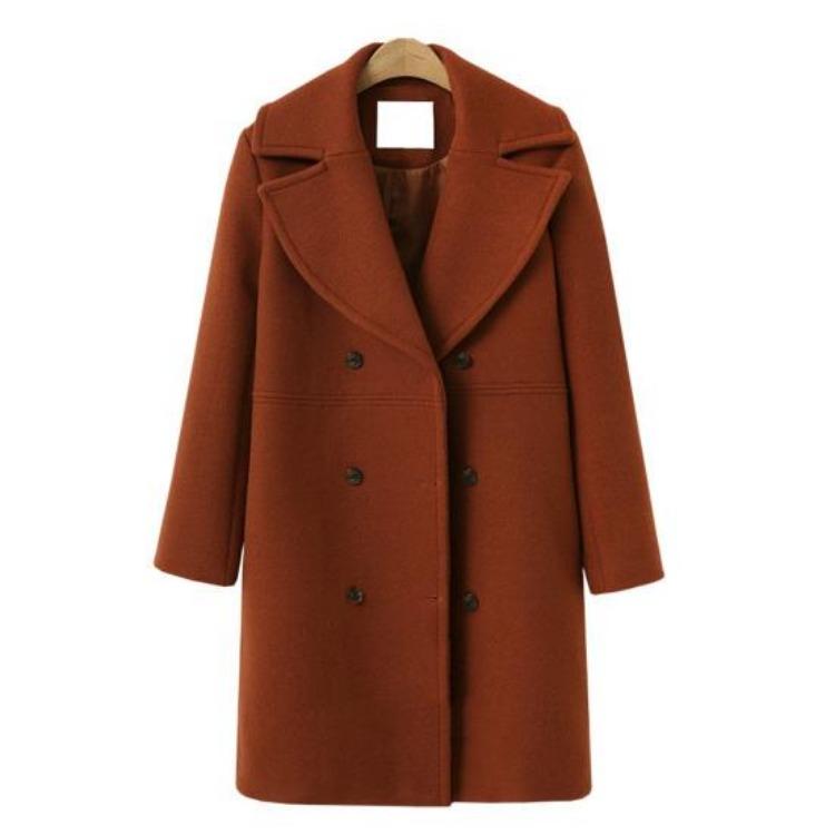 Wolljacke für Damen Übergröße Zweireihiger Mantel Umlegekragen Einfarbig Locker Thermisch Langärmelig Frühling Herbst Winter Pendeln Verabredung