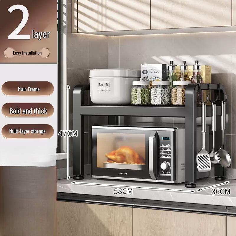 Retractable Carbon Steel Microwave Oven Storage Rack