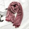 New 190*80cm Artistic Style Striped Cotton Linen Scarf Shawl Men's and Women's Same Style Mori Foulard En Mousseline Scarves