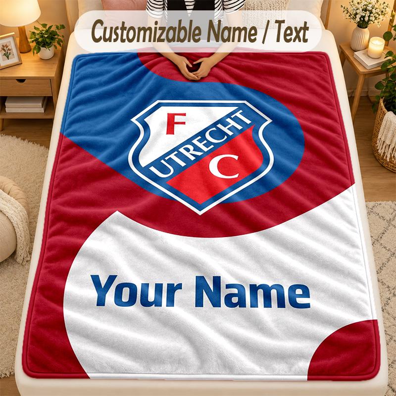 Flannel BlanketFC Utrecht Custom Name Text Personalized Soft Warm Throw Blanket Home Decor Gift