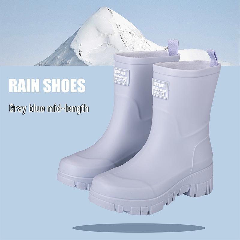 

Women s Waterproof Mid-Calf Rain Boots - High-Top, Fashionable, Warm, Velvet-Lined, Rubber, Drawstring Closure 41