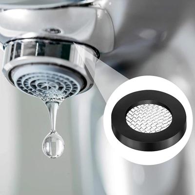 50pcs Tap Head O-shaped Stainless Steel Filter Gasket Seal Black Hose Flat Rubber Washer For Shower Head Faucet 1/2in 3/4in