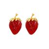 Pinkdudu Strawberry Stud Earrings Red Cute Dainty Dangles Sweet Minimalist Jewelry for Women PD2580