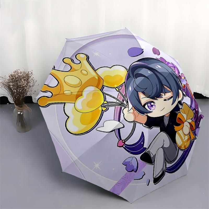 1pc Outdoor Umbrella with Cute Anime Character Design - Automatic Opening/Closing, Portable 3-Fold Design, 8-Rib Iron Frame - Perfect Gift for Fa