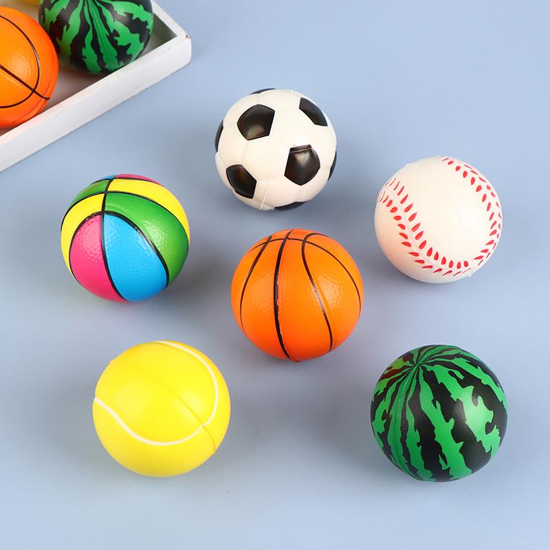 2Pcs Squeeze Toy Ball Football Pu Soft Foam Sponge Stress Relief Baseball Toys For Kids Children Wrist Training Balls