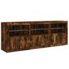 Sideboard with LED Lights Smoked Oak 181.5 x 37 x 67 cm
