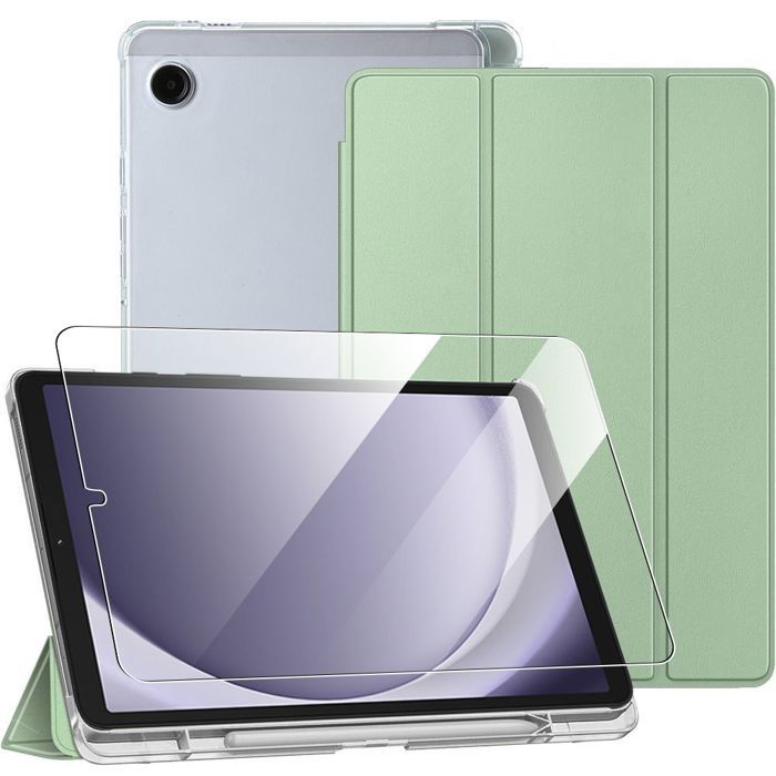 Coque + Verre Trempé - BOOLING - Samsung Galaxy Tab A9 - Antichoc - Vert - Emplacement Stylet
