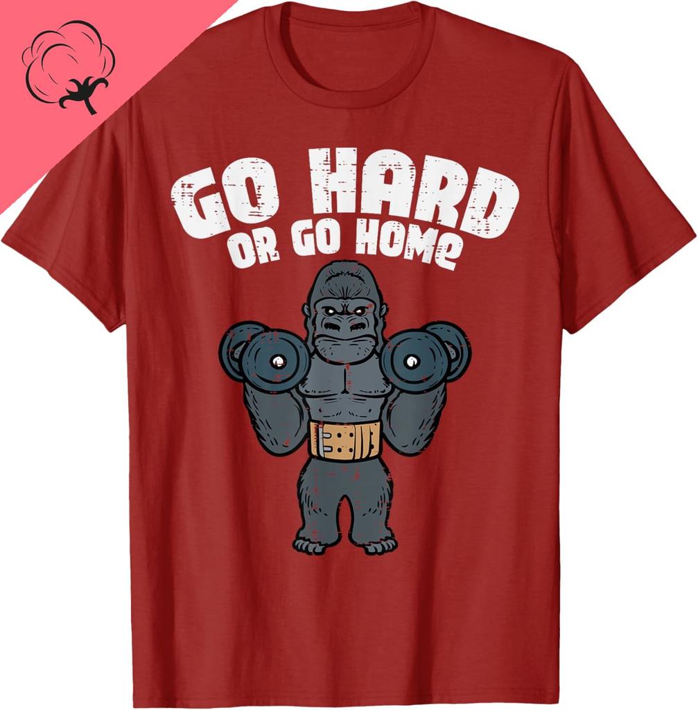 cotton Sport Top Gym Go Hard or Home Workout Motivation Fitness Unisex TShirt Graphic Vintage Classic Funny Short Sleeve Tee