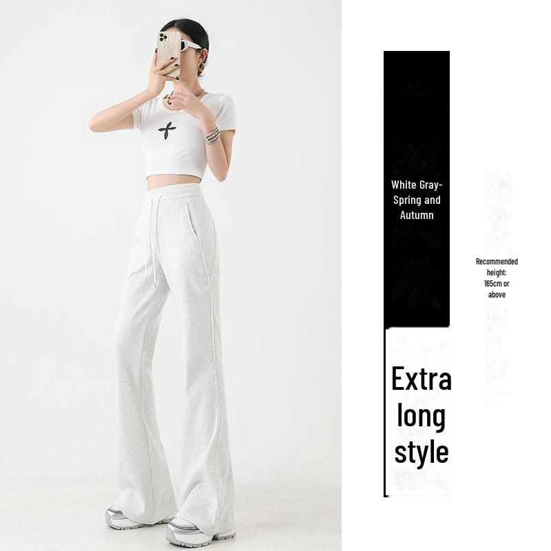 Women's High-Waisted Wide-Leg Flared Pants with Pockets - Autumn Slim Fit Casual Sweatpants