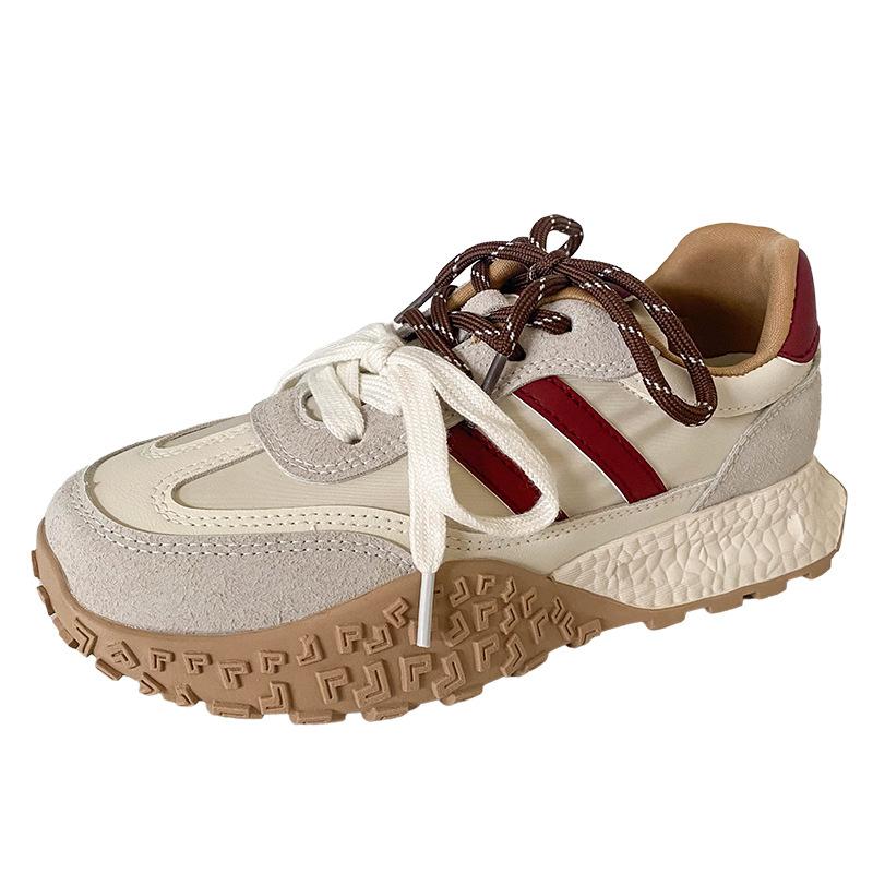 

A9850 latex insole/pair of shoelaces casual sports shoes women s shoes 2024 new Hong Kong style light niche dad shoes 35 бежевый