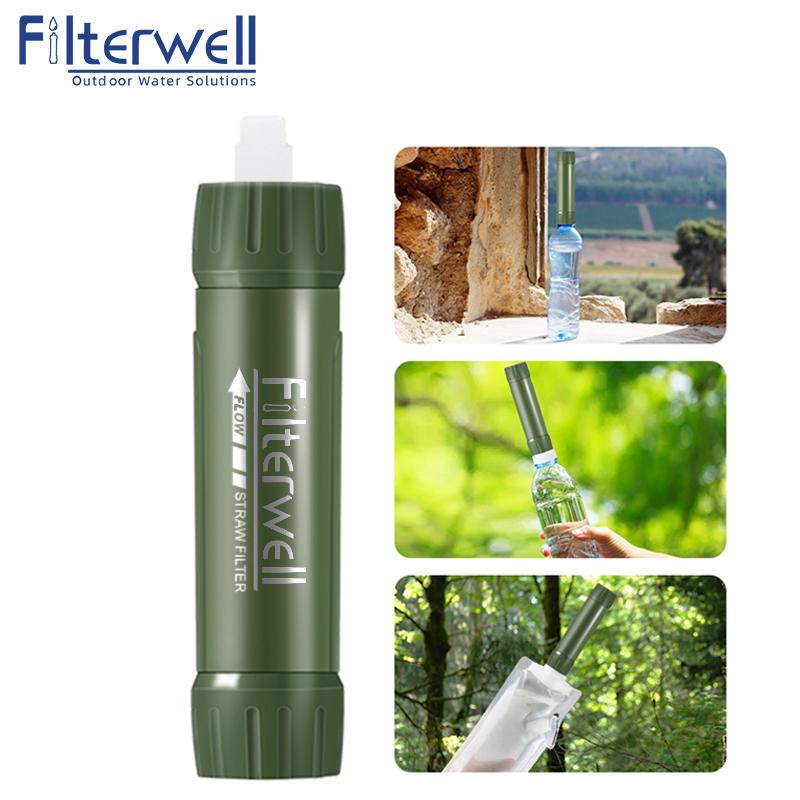 Filterwell Grün Mini Reise Wasserfilter Strohhalm Persönlich Outdoor Notfall Campingausrüstung Wandern Überleben Trinksystem