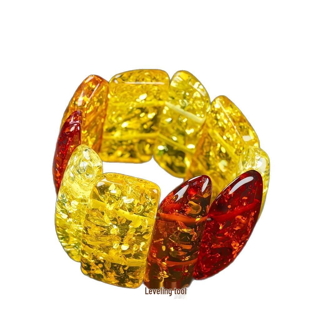 Bracelet Irrégulier Ambre Naturel et Multi-Pierres: Design multicolore unisexe pour couples