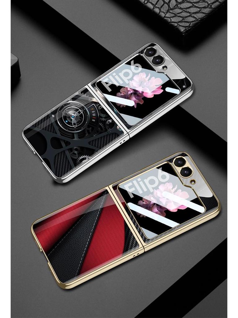 Samsung Z Flip 6 Foldable Screen Phone Case with Unique Painted Design and Mechanical Flip Glass Cover