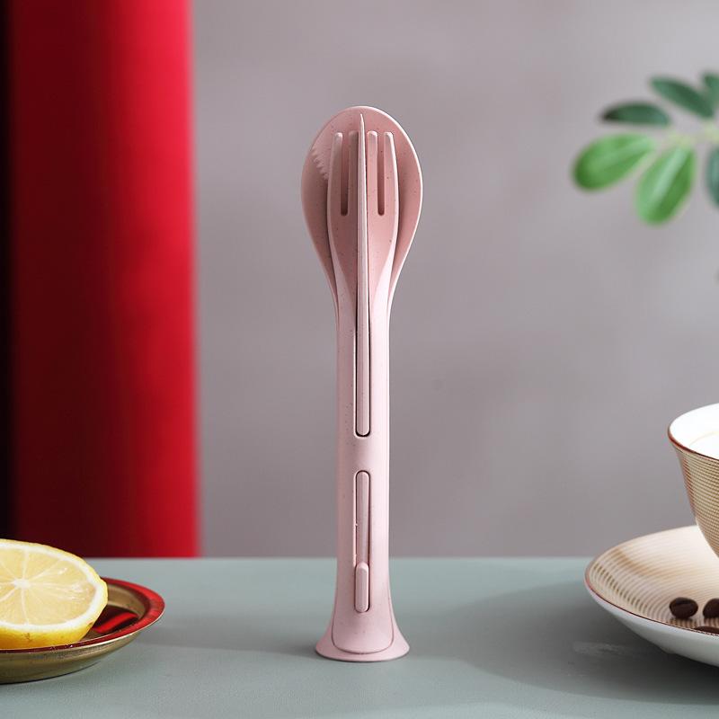 3Pcs/Set 3 In 1 Portable Knife Fork Spoon Household Kitchen Supplies Spoon Fork Knife Three-piece