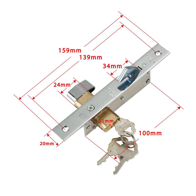 Door Hook Lock Sliding Door Lock Replacement Security Lock with Keys for Kitchen Balcony Accessories for 30-42MM Door Thickness