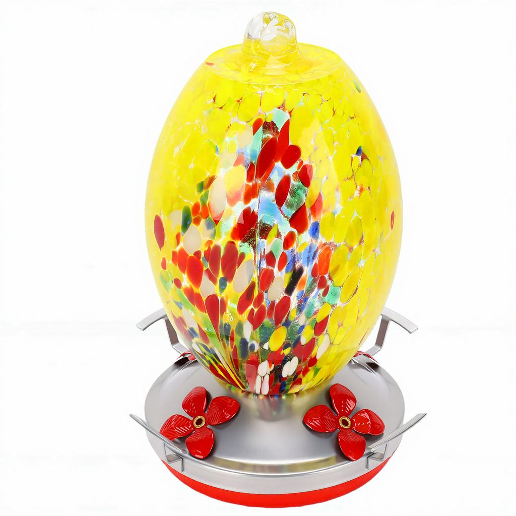 Blown Glass Hummingbird Feeder Bee Proof Outdoor Hanging Hummingbird Feeder for Garden Decoration