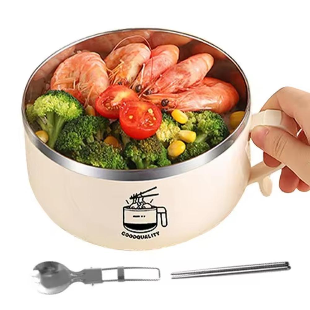 Stainless Steel Ramen Bowl 1300ml Lunch Box Kitchen Tableware Instant Noodle Bowl Worker