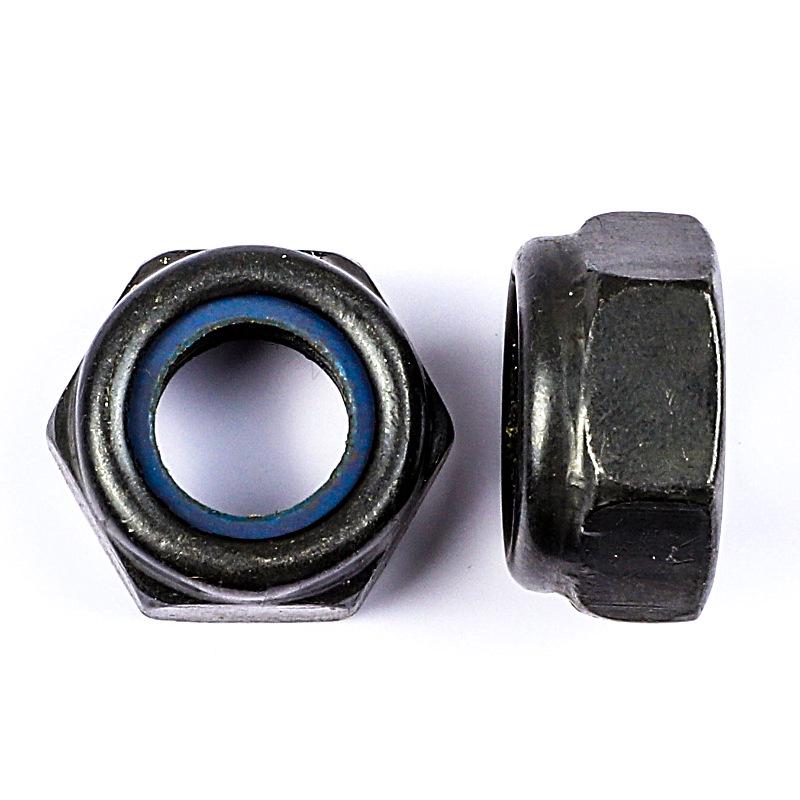 304 Stainless Steel & Black Carbon Steel Nylon Locking Hex Nut, Anti-loosening & Anti-slip, M3/M4/M12. M3 (Iron blackening)
