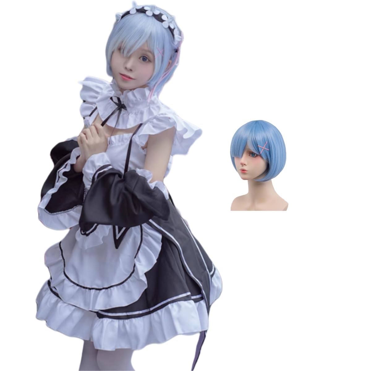 

Косплей горничной Рем и Рам с аниме-сценической жизнью для взрослых в другом [ZOMOZO] ReZERO парик, костюм, костюм, наряд, Хэллоуин, Рождество, ReZERO