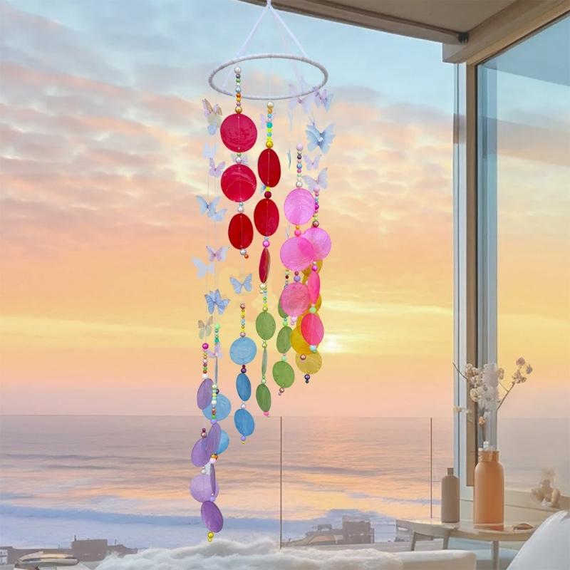 Colorful Butterfly Seashells WindChimes Materials , Colorful Home Decoration for Indoor and Outdoor Use