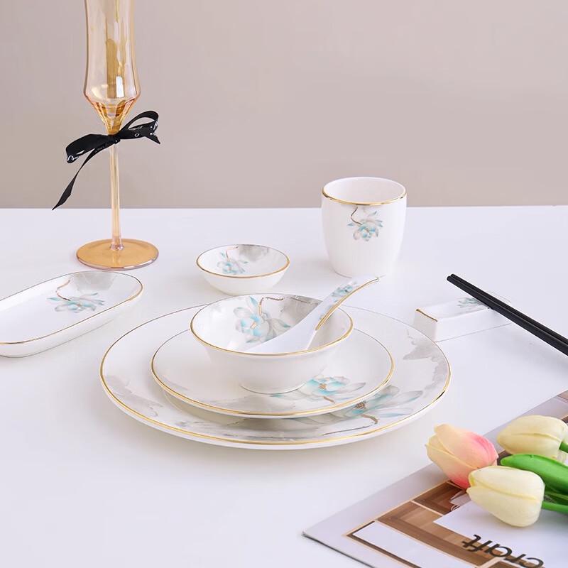 Nordic Ceramic Gold-Rimmed Lotus 4-Piece Teacup Set