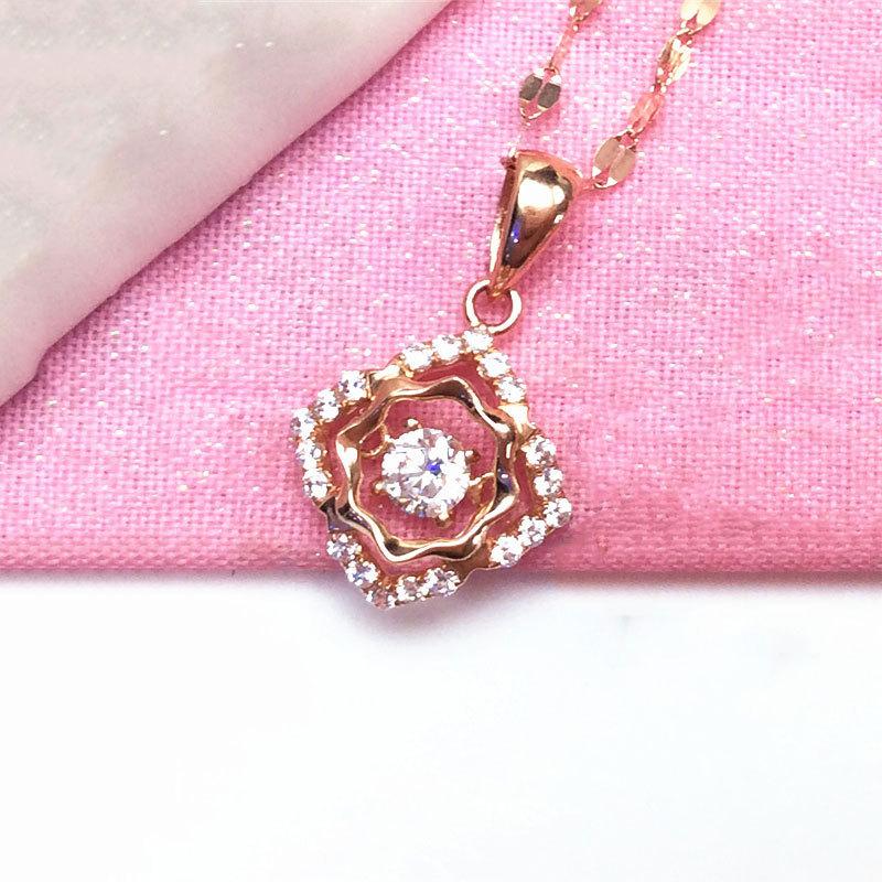 Purple Gold Color Gold Smart Zircon Pendant, Foreign Luxury Temperament Plated Rose Gold Necklace