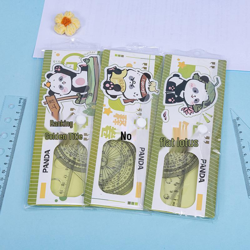 Cute Cartoon Student Ruler Set: Transparent 20cm Straight Ruler, Triangle Ruler, Protractor - 4 Pieces