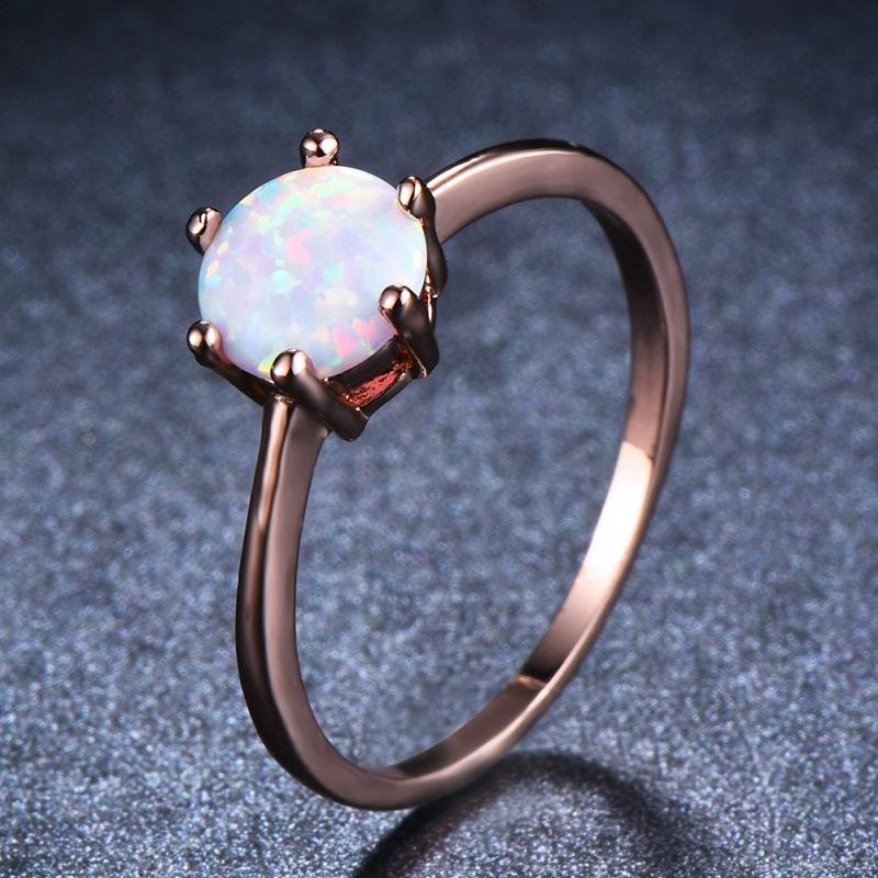Wish rose gold Opal six-claw ring simple retro gift for girlfriend no. 6