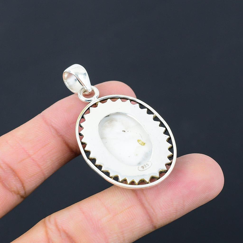 Mothers Day Sale Howlite Stone Sister Crown Chakra Handmade Pendant 925 Silver