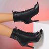 Fashion Women's Fashion Fish Mouth Ankle Boots Autumn New Round Head Thin Heel Hollow Lace High Heel Temperament Large Size Sandals