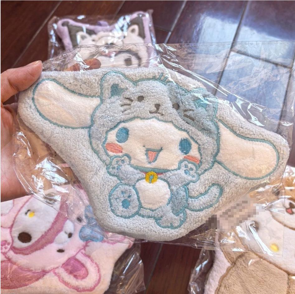 Kawaii Kitty Cinnamoroll Cartoon Hanging Hand Towel Absorbent Thickened Wipe Cloth Kuromi Melody Bathroom Kitchen Household Gift