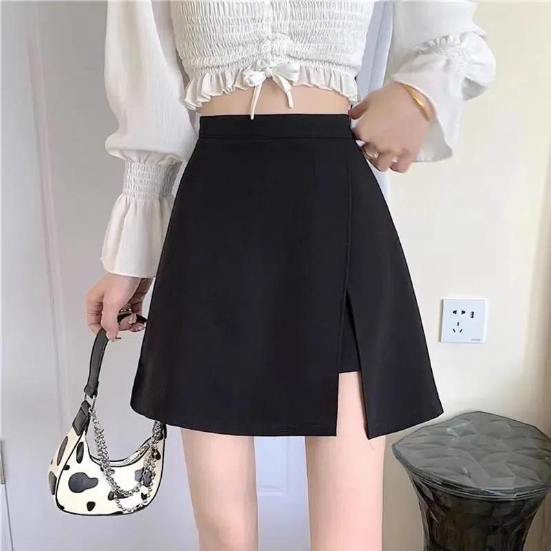 

Women s 2024 High Waist Black Slit A-line Bodycon Skirt 5XL