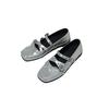 Leather version~ Retro bow silver ballet shoes women's head Mary Jane shoes flat bottom light mouth single shoes