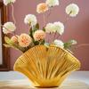 Modern Resin Art Flower Vases Coastal Clam Shell Shape Decorative Vases for Aesthetic Living Room Centerpieces Decors