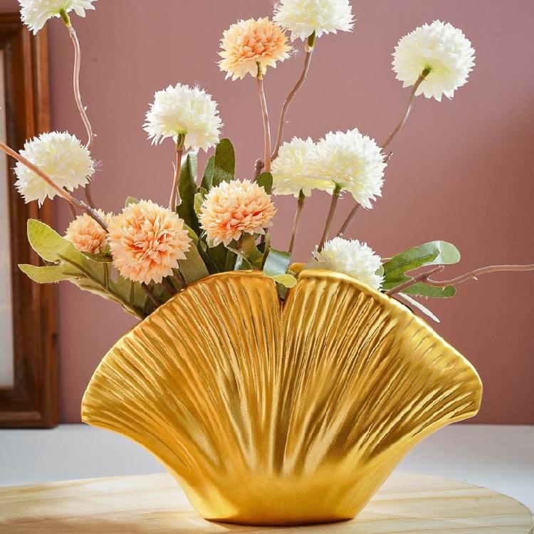 Modern Resin Art Flower Vases Coastal Clam Shell Shape Decorative Vases for Aesthetic Living Room Centerpieces Decors