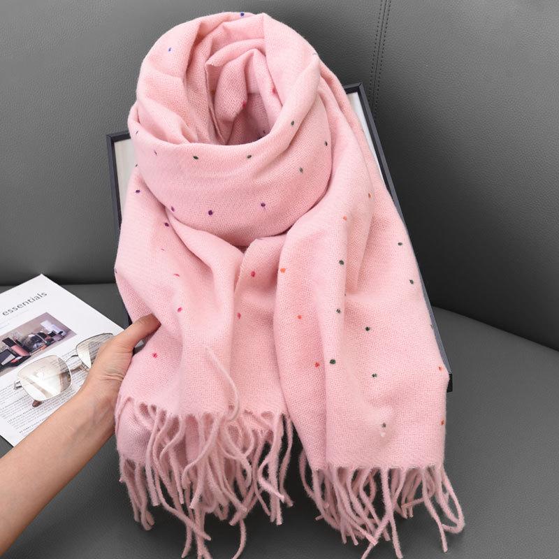 Maillard Women's Warm Polka Dot Scarf - Autumn/Winter Korean Style Versatile Shawl