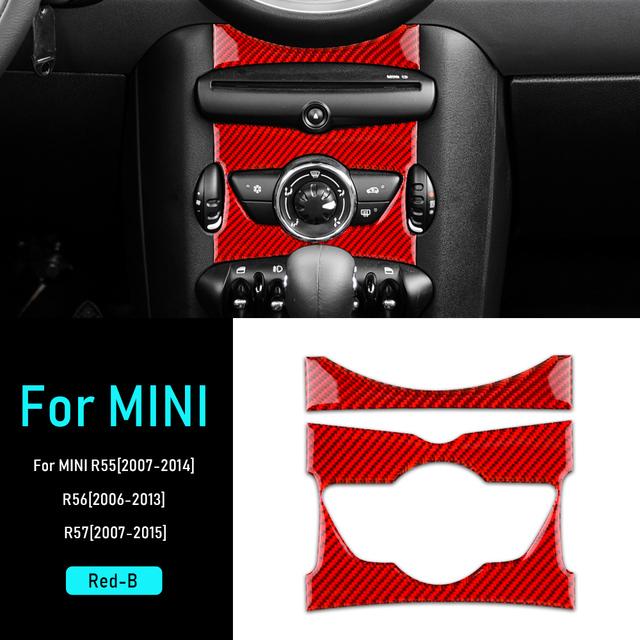 

Car Sticker For Mini Cooper Carbon Fiber Clubman For R55 R56 R57 Trim Central Control Knob Panel Cover Auto Accessories Interior B Red