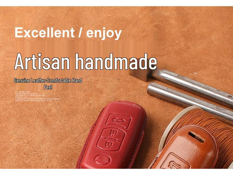 Genuine Leather Key Case for 2022 Mazda Axela/CX5/CX4 - Handmade Protective Cover