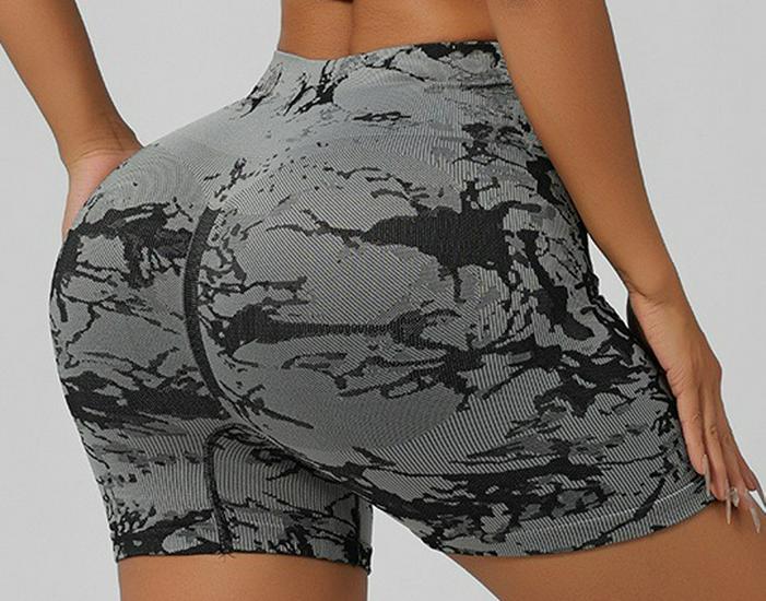 High-Waisted Seamless Peach Lift Yoga Shorts - Comfort Fit for Running & Fitness S серый