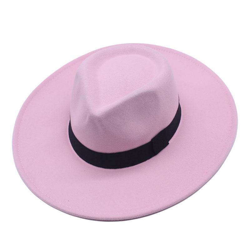 European and American Felt Hat Big Edge Cm Woolen Top Hat Autumn and Winter Square Black Webbing Men's and Women's Jazz Hat