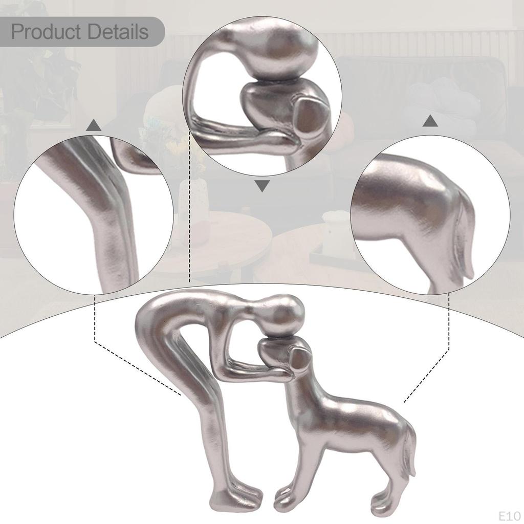 Human And Dog Figure, Resin Sculpture, Unique Gift for , Ornament, Statue Office, Party,