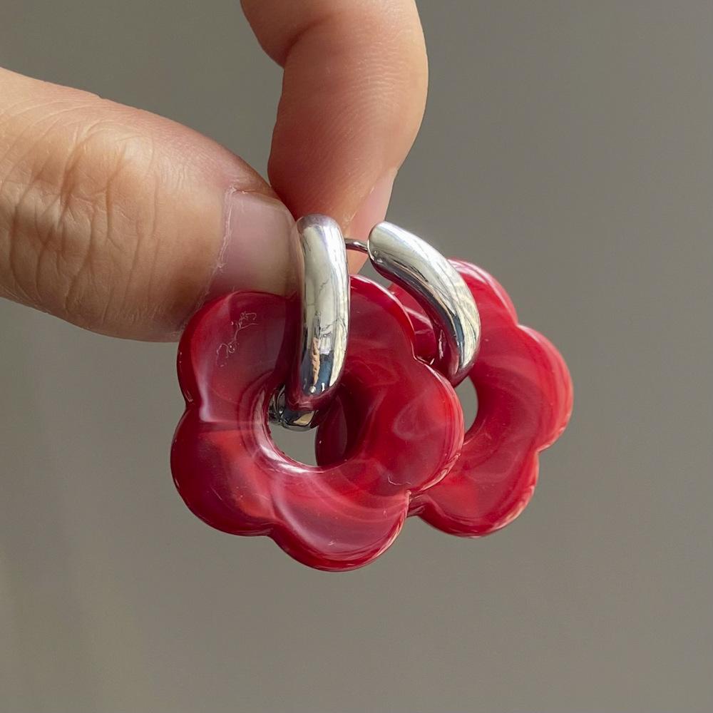 2024 neue Multicolor Transparent Acryl Harz Marmorierung Blume Tropfen Ohrringe für Frauen Gold Farbe Ohr Schnalle Mode Schmuck